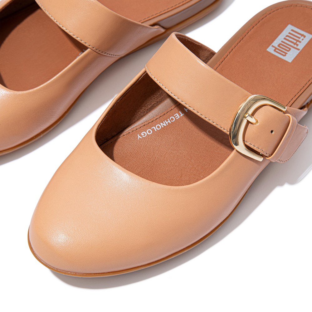 Fitflop Womens Mules - Allegro Buckle Leather - Brown - 810-RSKDOV